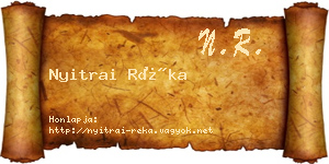 Nyitrai Réka névjegykártya